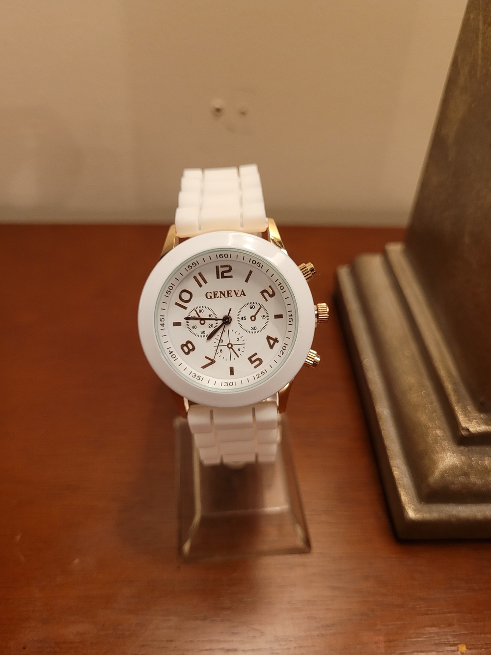 Brand New White and Rose Gold Geneva Women's Silicone Watch